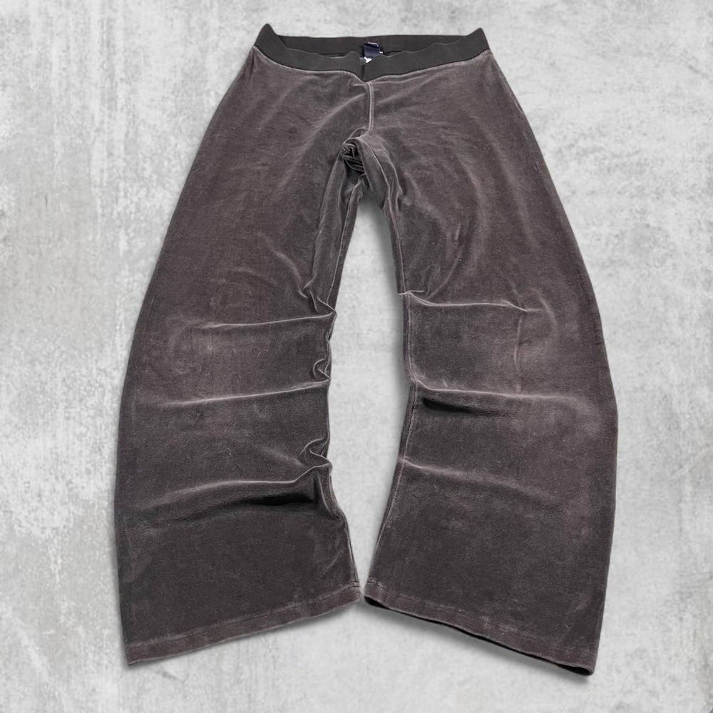 Gap Stretch Gray Velour Low Rise Wide Leg Lounge Pants XS Velvet Y2K Trousers
